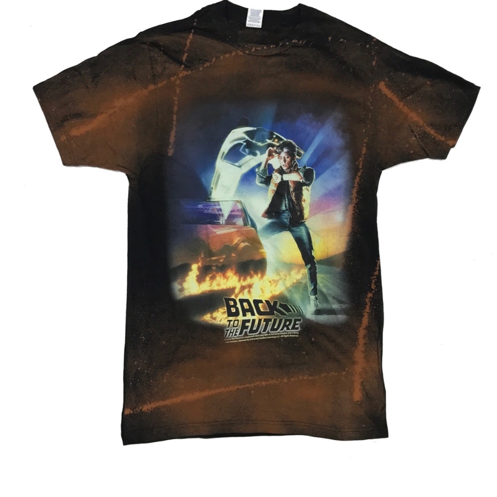 Custom Vintage Bleached Back To The Future T-shirt